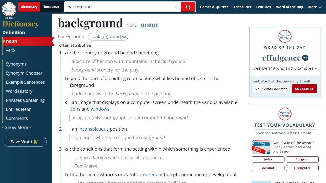 Background Definition & Meaning - Merriam-Webster