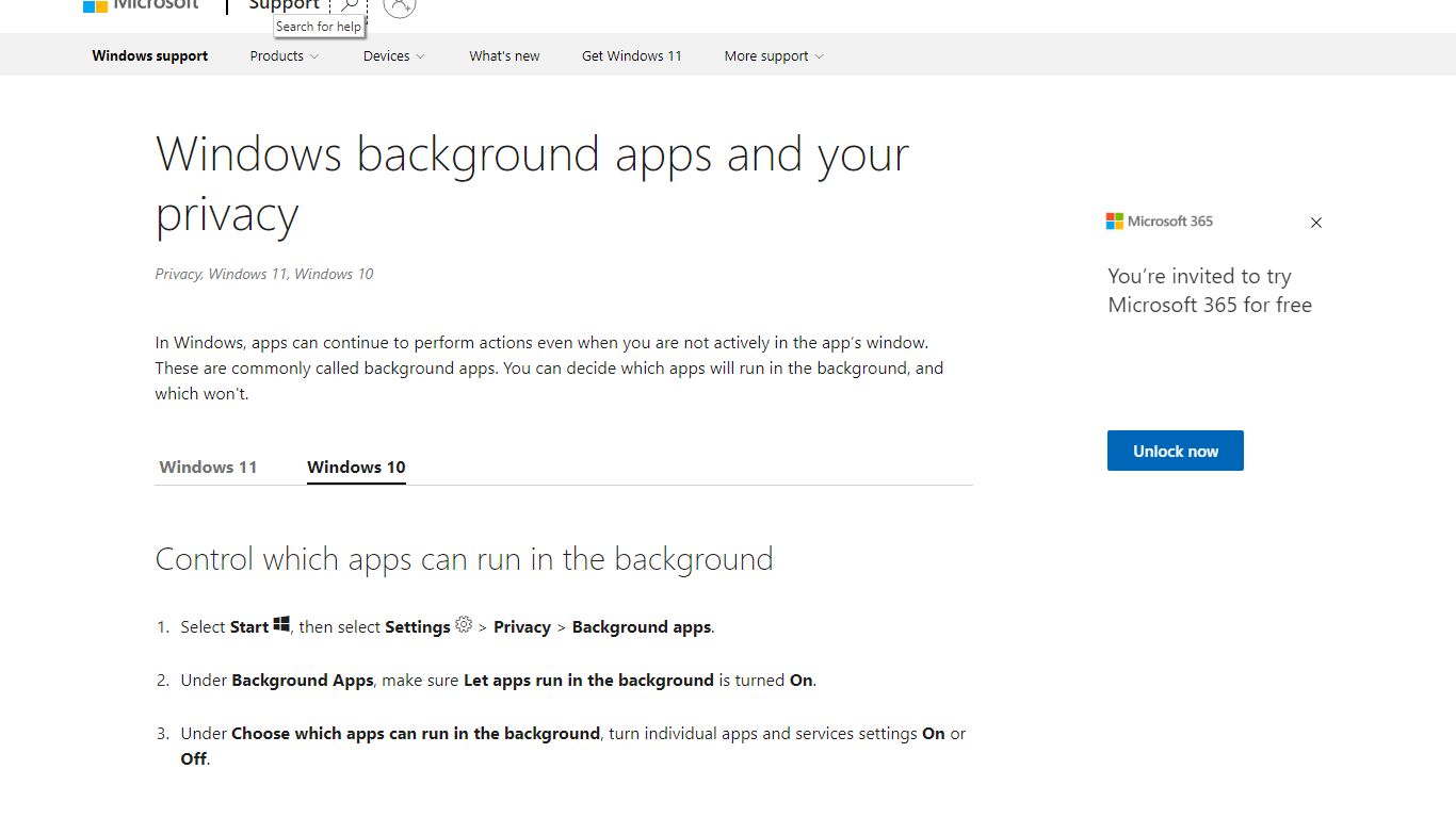 Windows background apps and your privacy